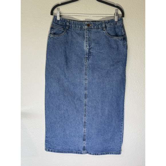 Lands' End Dresses & Skirts - Lands End Classic Denim MIDI Skirt High Waist Vintage Style Size 14